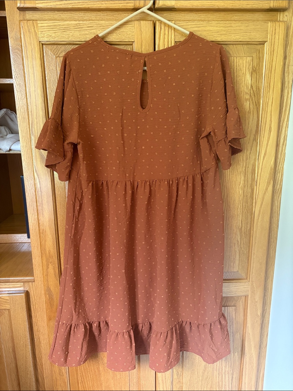 Women’s Rust Ruffle-Sleeve Dress - Picture 3 of 3
